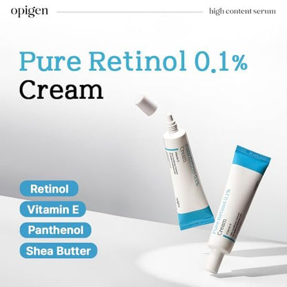 Opigen Pure Retinol 0.1% Cream with Panthenol & Vitamin E – Anti-Aging Moisturizer for Fine Lines & Skin Texture, 1.01 fl oz Korean Skin Care