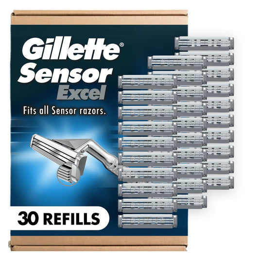 Gillette Sensor Excel Men's Razor Blade Refills, 30 Count – Premium Cartridge Blades for a Smooth, Comfortable Shave Avelisse