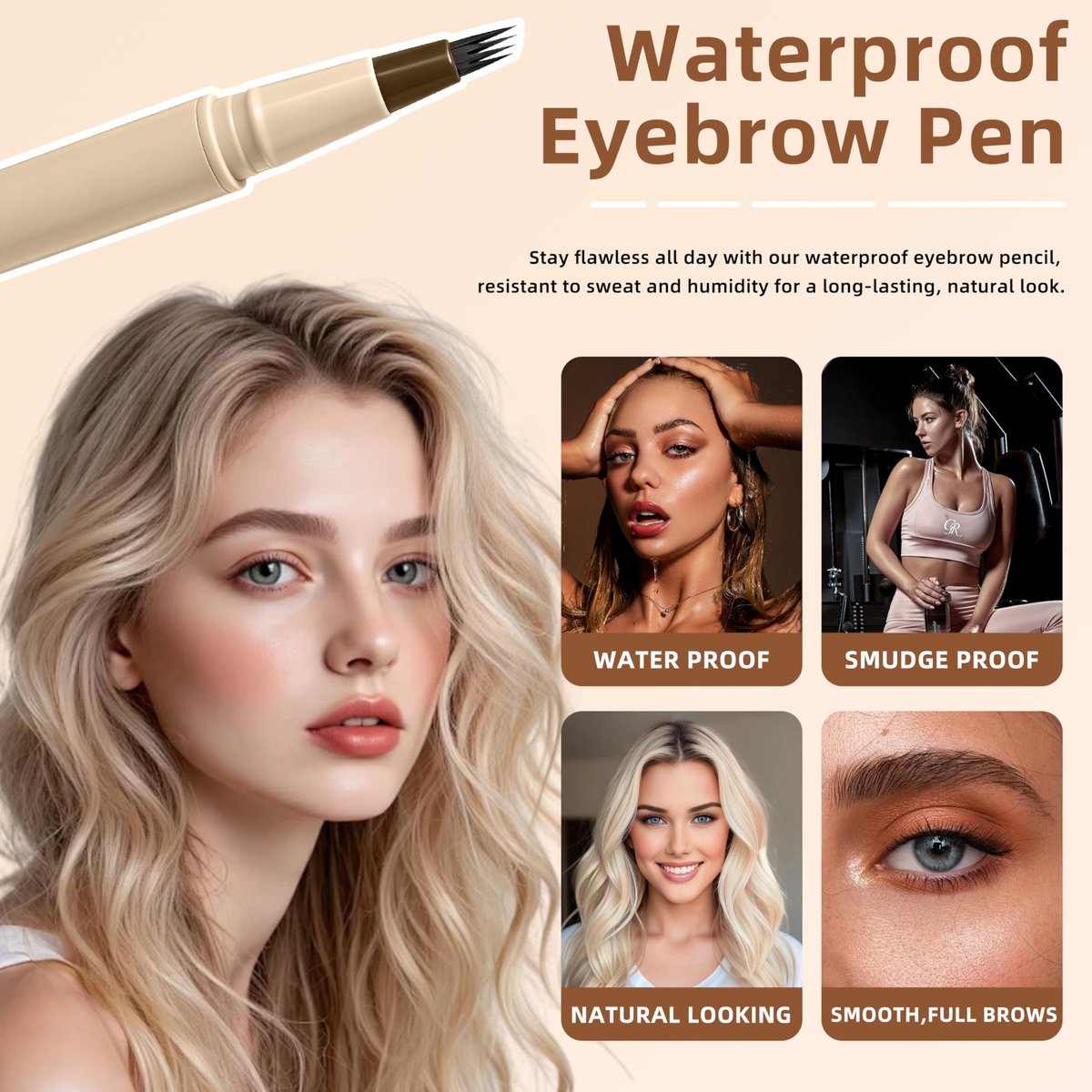 DGTiWZRang Waterproof Eyebrow Pen – Natural Hairlike Strokes, Long-Lasting Dark Brown Brow Pencil for Women & Men Avelisse