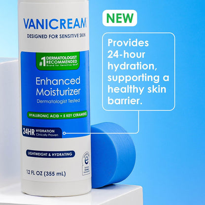 Vanicream Enhanced Moisturizer - 12 Fl Oz Daily Body Lotion for Dry, Sensitive Skin with Hyaluronic Acid, Glycerin & Ceramides Avelisse
