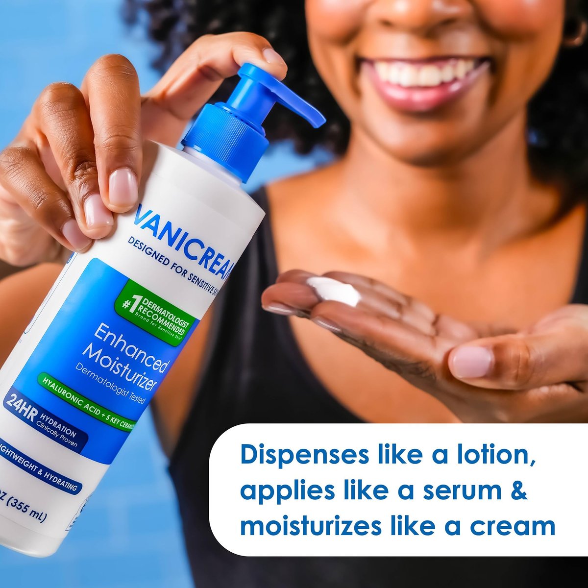 Vanicream Enhanced Moisturizer - 12 Fl Oz Daily Body Lotion for Dry, Sensitive Skin with Hyaluronic Acid, Glycerin & Ceramides Avelisse