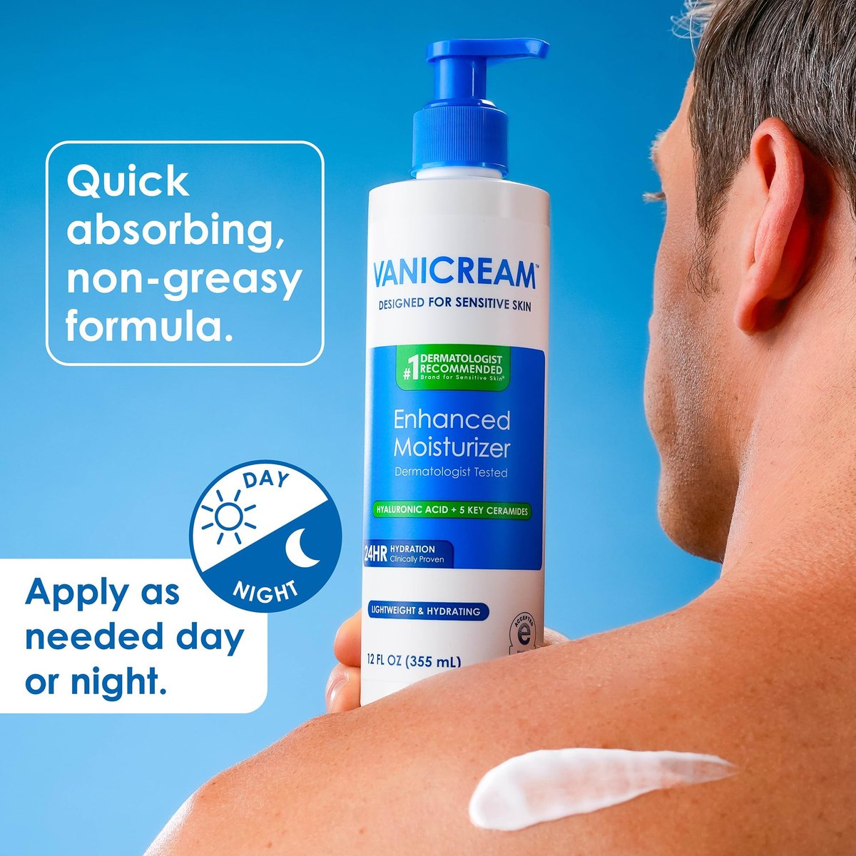 Vanicream Enhanced Moisturizer - 12 Fl Oz Daily Body Lotion for Dry, Sensitive Skin with Hyaluronic Acid, Glycerin & Ceramides Avelisse