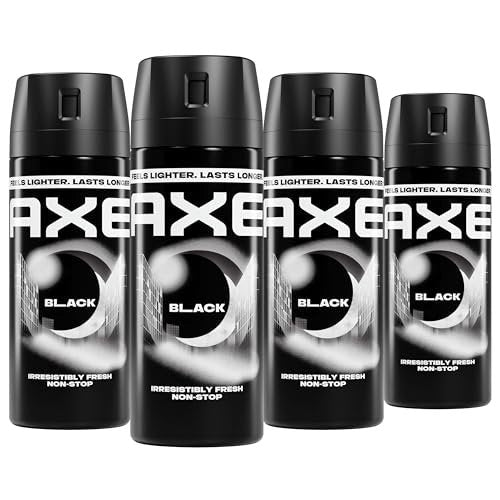 AXE Black Body Spray 4-Pack - 48 Hour Freshness, Aluminum Free, 2.9 oz Each Avelisse