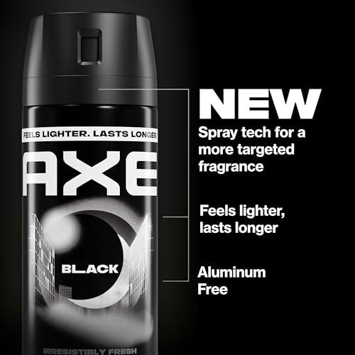 AXE Black Body Spray 4-Pack - 48 Hour Freshness, Aluminum Free, 2.9 oz Each Avelisse