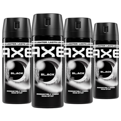 AXE Black Body Spray 4-Pack - 48 Hour Freshness, Aluminum Free, 2.9 oz Each Avelisse