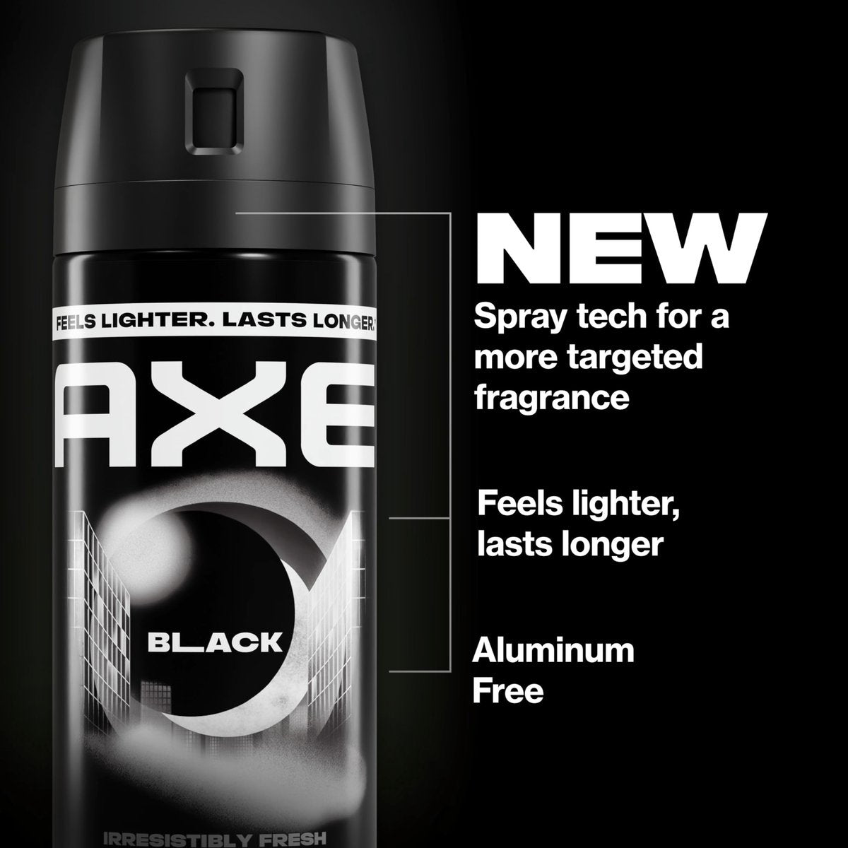 AXE Black Body Spray 4-Pack - 48 Hour Freshness, Aluminum Free, 2.9 oz Each Avelisse