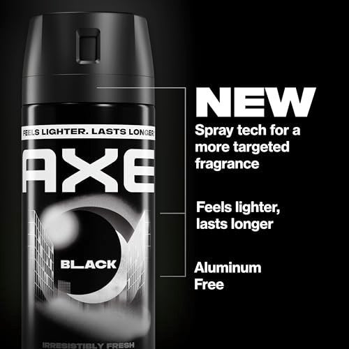 AXE Black Body Spray 4-Pack - 48 Hour Freshness, Aluminum Free, 2.9 oz Each Avelisse