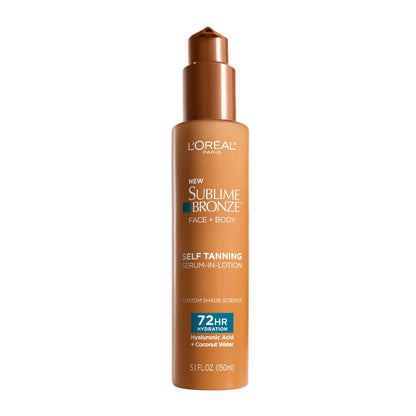 L'Oreal Paris Sublime Bronze Hydrating Self Tanning Serum-In-Lotion, Natural-Looking Color & 72 HR Hydration, 5 Fl Oz Avelisse