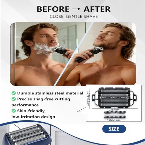 Premium Replacement Blades and Foil Set for Panasonic Arc 5 Shavers - Compatible with ES-LV65, ES-LV95, ES-LV97-K, ES-LV67-K - Stainless Steel Inner Blade & Outer Foil Combo for Sensitive Skin - görsel 10