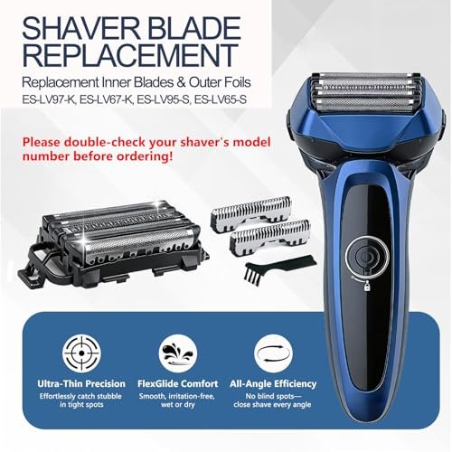 Premium Replacement Blades and Foil Set for Panasonic Arc 5 Shavers - Compatible with ES-LV65, ES-LV95, ES-LV97-K, ES-LV67-K - Stainless Steel Inner Blade & Outer Foil Combo for Sensitive Skin - görsel 8