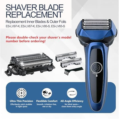 Premium Replacement Blades and Foil Set for Panasonic Arc 5 Shavers - Compatible with ES-LV65, ES-LV95, ES-LV97-K, ES-LV67-K - Stainless Steel Inner Blade & Outer Foil Combo for Sensitive Skin