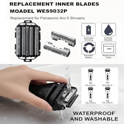 Premium Replacement Blades and Foil Set for Panasonic Arc 5 Shavers - Compatible with ES-LV65, ES-LV95, ES-LV97-K, ES-LV67-K - Stainless Steel Inner Blade & Outer Foil Combo for Sensitive Skin - görsel 12
