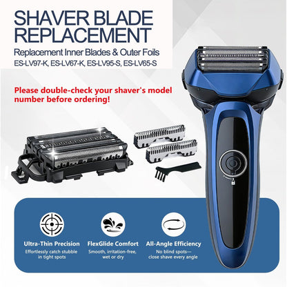 Premium Replacement Blades and Foil Set for Panasonic Arc 5 Shavers - Compatible with ES-LV65, ES-LV95, ES-LV97-K, ES-LV67-K - Stainless Steel Inner Blade & Outer Foil Combo for Sensitive Skin