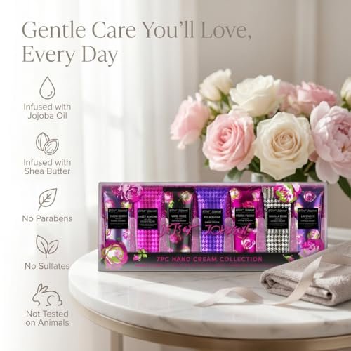 Betsey Johnson Hand Cream Gift Set – 7 Piece Travel Size Lotion Collection for Women, Mini Hand Creams for Dry Skin, Moisturizing Hand Lotion with Lavender, Rose, Vanilla & More – 30ml Each - görsel 6