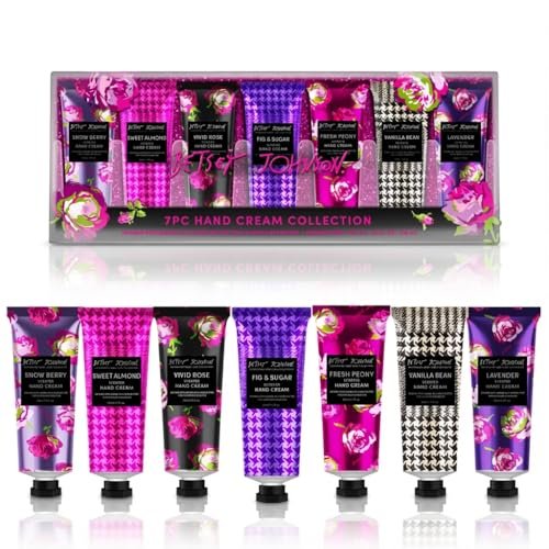 Betsey Johnson Hand Cream Gift Set – 7 Piece Travel Size Lotion Collection for Women, Mini Hand Creams for Dry Skin, Moisturizing Hand Lotion with Lavender, Rose, Vanilla & More – 30ml Each - görsel 2
