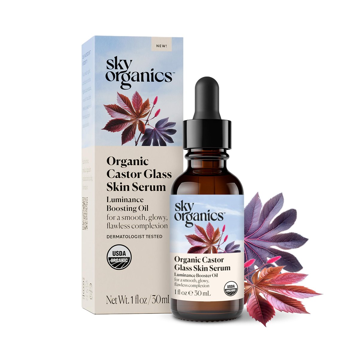 Sky Organics Organic Castor Glass Skin Serum – Dermatologist Tested Natural Face Serum with Organic Castor Oil & Jojoba Oil, 1 fl oz Avelisse