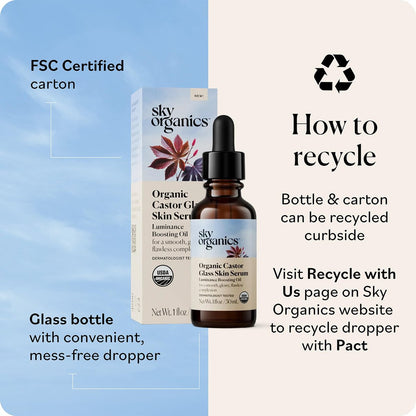 Sky Organics Organic Castor Glass Skin Serum – Dermatologist Tested Natural Face Serum with Organic Castor Oil & Jojoba Oil, 1 fl oz Avelisse