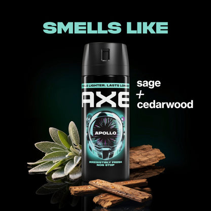 AXE Apollo Body Spray 4-Pack - 48 Hour Freshness, Aluminum Free, 2.9 oz Each Avelisse
