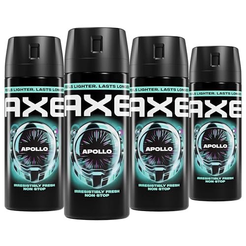 AXE Apollo Body Spray 4-Pack - 48 Hour Freshness, Aluminum Free, 2.9 oz Each Avelisse
