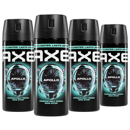 AXE Apollo Body Spray 4-Pack - 48 Hour Freshness, Aluminum Free, 2.9 oz Each Avelisse