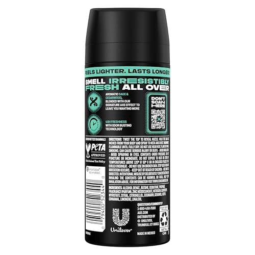 AXE Apollo Body Spray 4-Pack - 48 Hour Freshness, Aluminum Free, 2.9 oz Each Avelisse