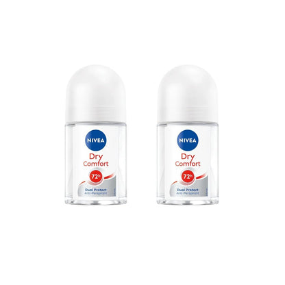 NIVEA Dry Comfort Roll-On Deodorant 25ml (2 Pack) – 72H Sweat & Odor Protection, Quick Dry Formula with Mineral Extracts, Long-Lasting Freshness, Gentle Skin Care, Travel Size