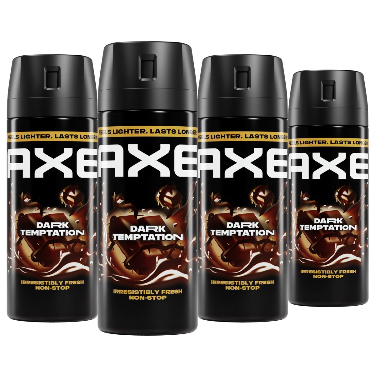 AXE Dark Temptation Body Spray 4-Pack - 48-Hour Freshness, Aluminum Free, 2.9 oz Each Avelisse