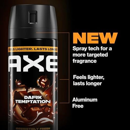 AXE Dark Temptation Body Spray 4-Pack - 48-Hour Freshness, Aluminum Free, 2.9 oz Each Avelisse