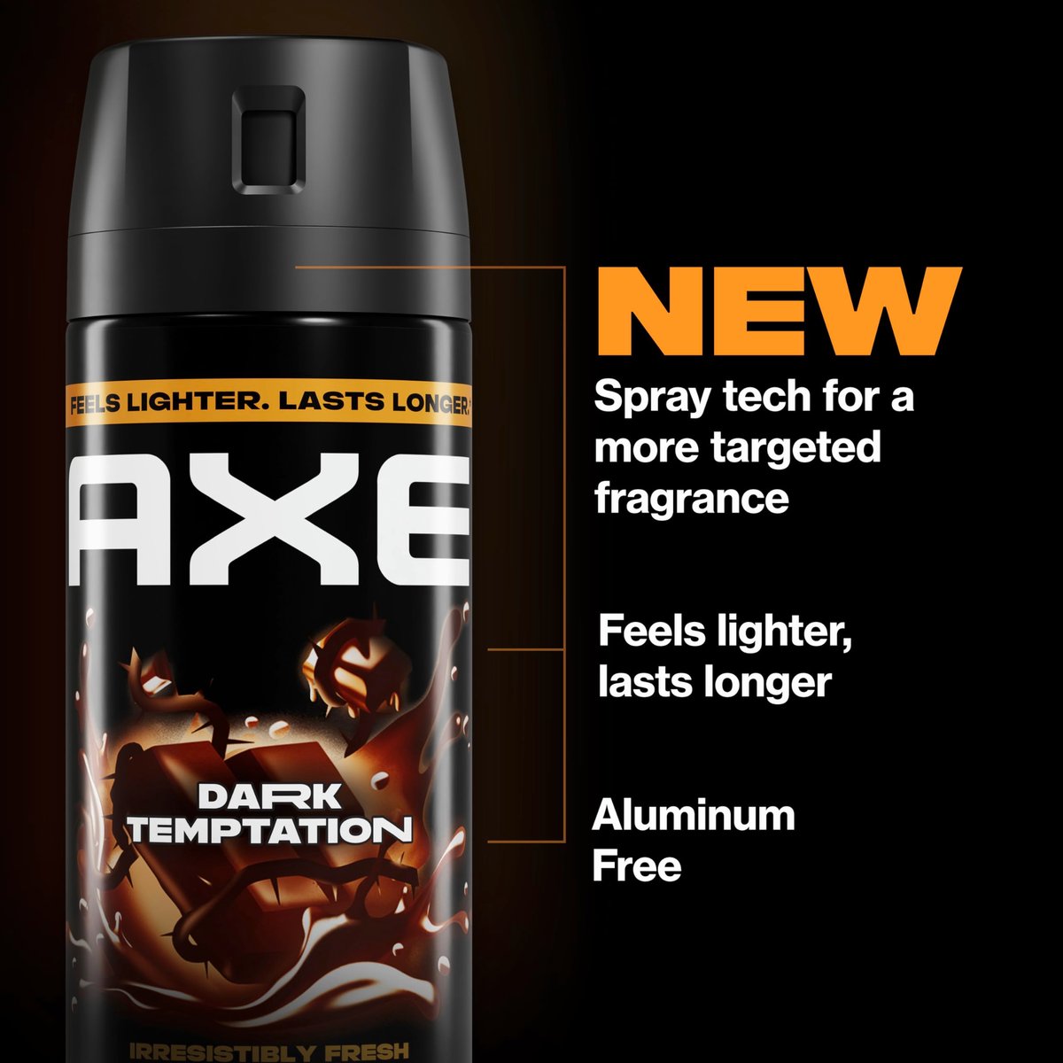 AXE Dark Temptation Body Spray 4-Pack - 48-Hour Freshness, Aluminum Free, 2.9 oz Each Avelisse