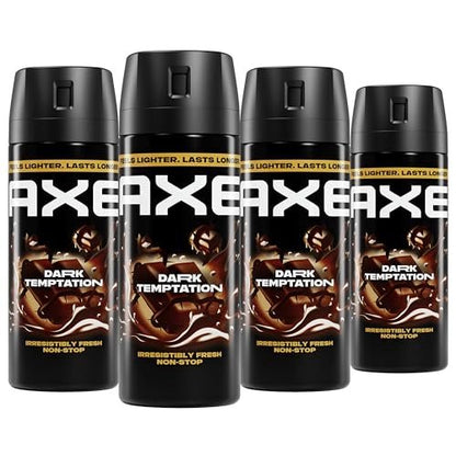 AXE Dark Temptation Body Spray 4-Pack - 48-Hour Freshness, Aluminum Free, 2.9 oz Each Avelisse
