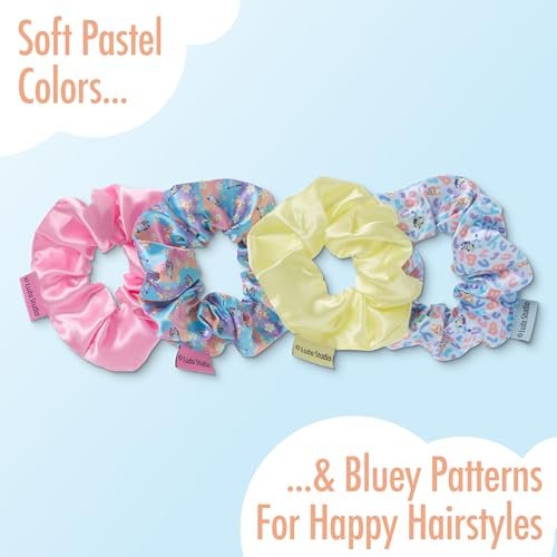 Goody x Bluey Multicolor Satin Scrunchies - 4 Count, Ouchless Hold for All Hair Types - görsel 4