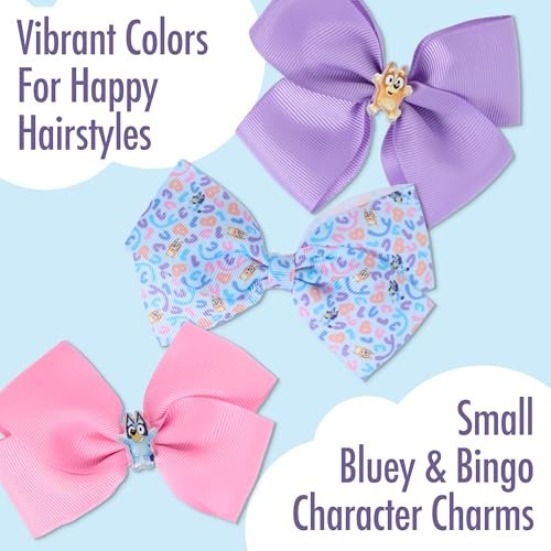 Goody x Bluey & Bingo Multicolor Bow Barrettes 3ct - SlideProof Hold for All Hair Types - görsel 4