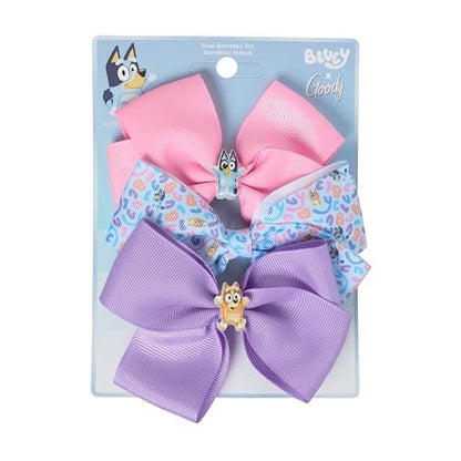 Goody x Bluey & Bingo Multicolor Bow Barrettes 3ct - SlideProof Hold for All Hair Types