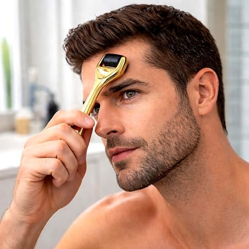 Elevate Derma Roller 0.25mm - 540 Titanium Microneedle Roller for Face, Skin, Hair & Beard - Gold - Includes Storage Case - görsel 17