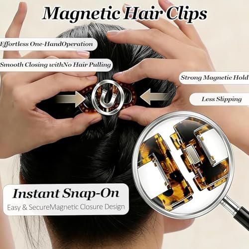 2PCS Magnetic Hair Clips – Strong Hold No-Slip Magnetic Hair Styling Clips for Women, Seamless 2-in-1 Design for Easy Everyday Hairstyles, Clip No Crease, Suitable For All Hair Types - görsel 4
