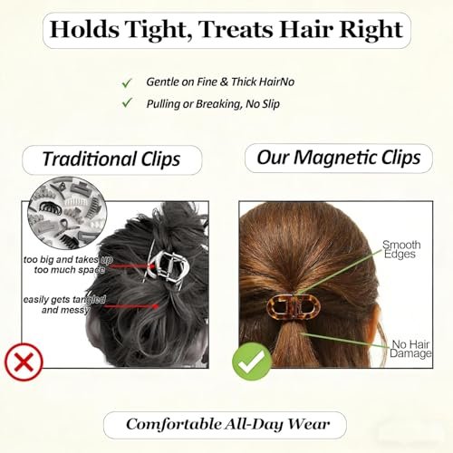 2PCS Magnetic Hair Clips – Strong Hold No-Slip Magnetic Hair Styling Clips for Women, Seamless 2-in-1 Design for Easy Everyday Hairstyles, Clip No Crease, Suitable For All Hair Types - görsel 10