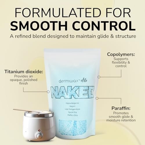 Dermwax Elite Naked Sparkle Blue Hard Wax Beads – Hypoallergenic & Fragrance-Free Gel Wax for Large Areas – Low Melt Point & Fast-Setting – 32 oz Avelisse