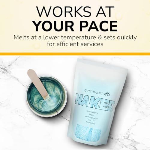 Dermwax Elite Naked Sparkle Blue Hard Wax Beads – Hypoallergenic & Fragrance-Free Gel Wax for Large Areas – Low Melt Point & Fast-Setting – 32 oz Avelisse