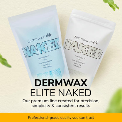 Dermwax Elite Naked Sparkle Blue Hard Wax Beads – Hypoallergenic & Fragrance-Free Gel Wax for Large Areas – Low Melt Point & Fast-Setting – 32 oz Avelisse