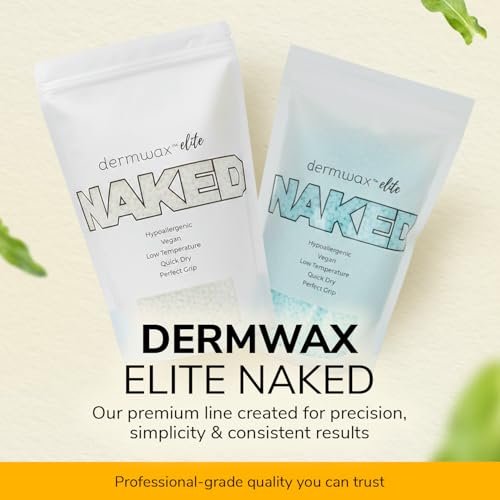 Dermwax Elite Naked Clear Hard Wax Beads – Transparent Gel Formula for Detailed Waxing, Hypoallergenic & Fragrance-Free, Low Temp Melt, Quick Set, 32 oz Avelisse