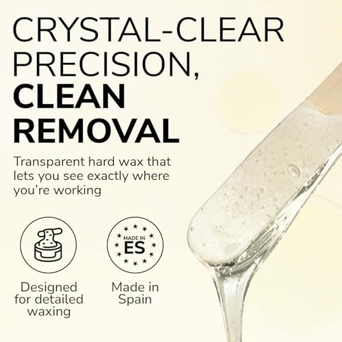 Dermwax Elite Naked Clear Hard Wax Beads – Transparent Gel Formula for Detailed Waxing, Hypoallergenic & Fragrance-Free, Low Temp Melt, Quick Set, 32 oz Avelisse