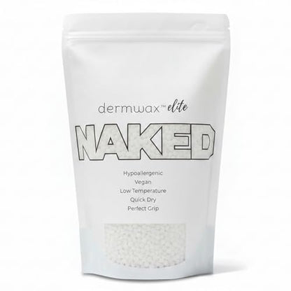 Dermwax Elite Naked Clear Hard Wax Beads – Transparent Gel Formula for Detailed Waxing, Hypoallergenic & Fragrance-Free, Low Temp Melt, Quick Set, 32 oz Avelisse