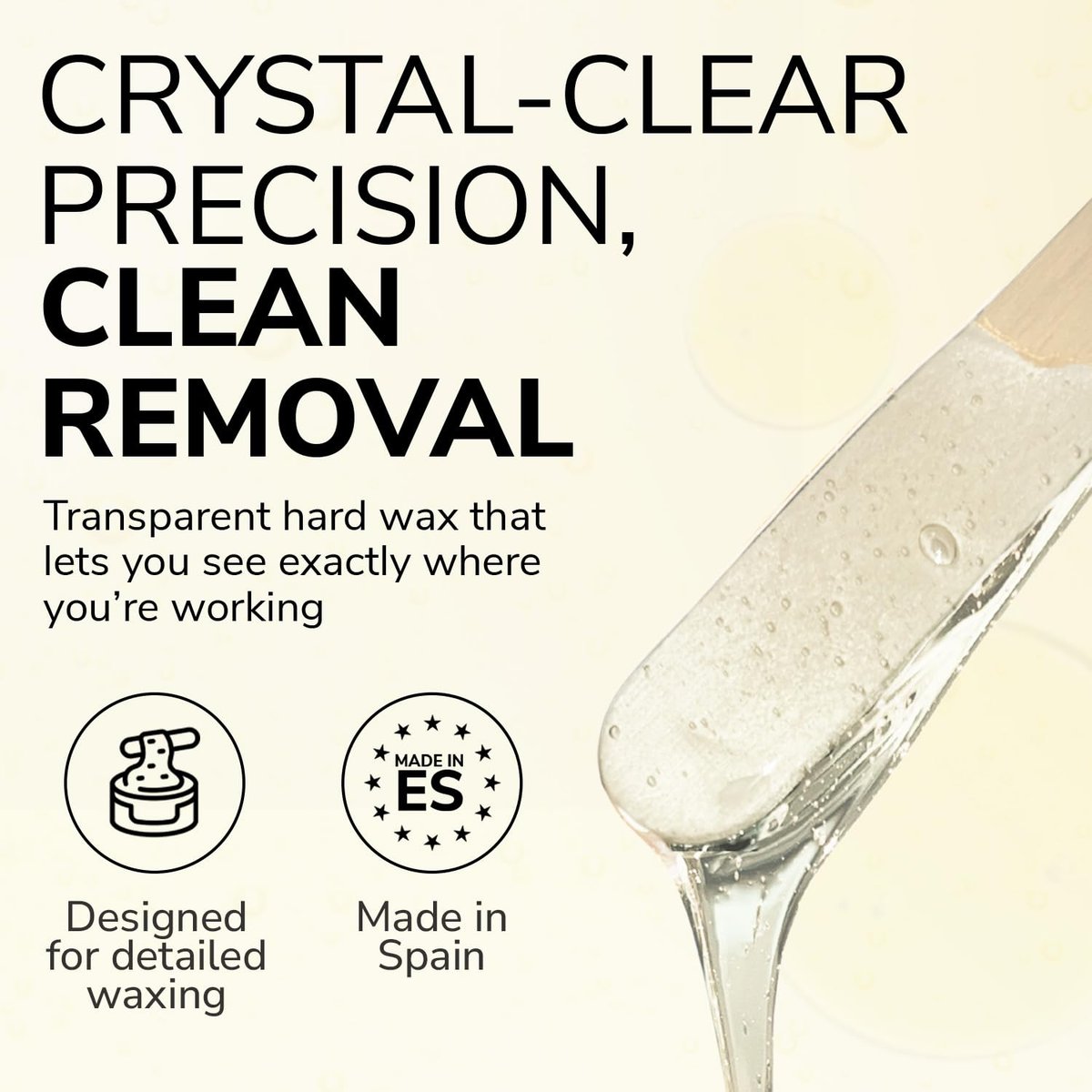 Dermwax Elite Naked Clear Hard Wax Beads – Transparent Gel Formula for Detailed Waxing, Hypoallergenic & Fragrance-Free, Low Temp Melt, Quick Set, 32 oz Avelisse