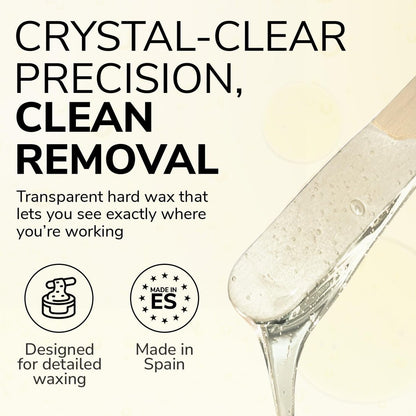 Dermwax Elite Naked Clear Hard Wax Beads – Transparent Gel Formula for Detailed Waxing, Hypoallergenic & Fragrance-Free, Low Temp Melt, Quick Set, 32 oz Avelisse