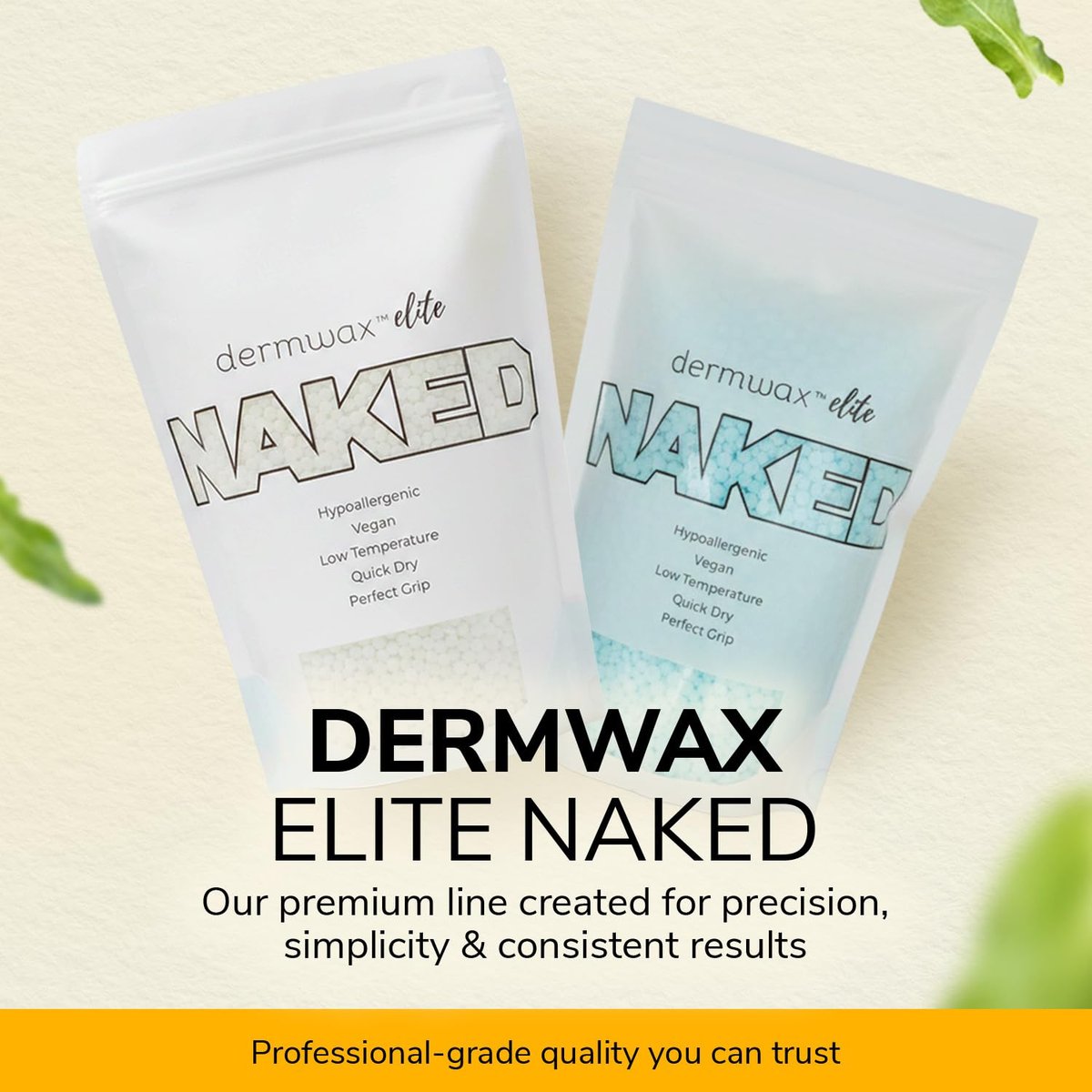 Dermwax Elite Naked Clear Hard Wax Beads – Transparent Gel Formula for Detailed Waxing, Hypoallergenic & Fragrance-Free, Low Temp Melt, Quick Set, 32 oz Avelisse
