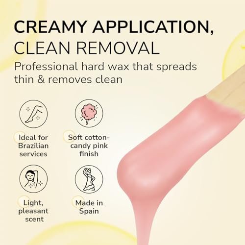 Dermwax Pink Chiffon Hard Wax Beads – Creamy Professional Hard Wax for Brazilian & Body Hair Removal, Quick Drying & Pliable, 32 oz Avelisse