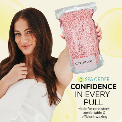 Dermwax Pink Chiffon Hard Wax Beads – Creamy Professional Hard Wax for Brazilian & Body Hair Removal, Quick Drying & Pliable, 32 oz Avelisse