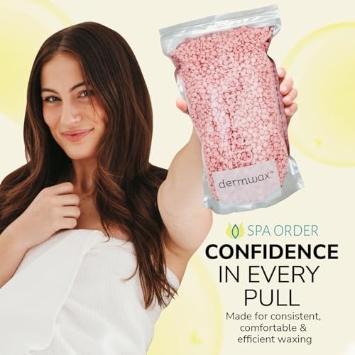 Dermwax Pink Chiffon Hard Wax Beads – Creamy Professional Hard Wax for Brazilian & Body Hair Removal, Quick Drying & Pliable, 32 oz Avelisse