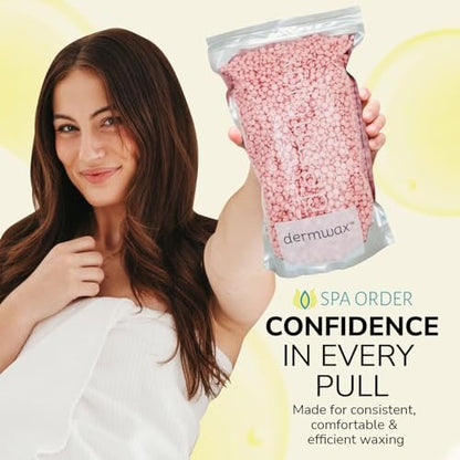 Dermwax Pink Chiffon Hard Wax Beads – Creamy Professional Hard Wax for Brazilian & Body Hair Removal, Quick Drying & Pliable, 32 oz Avelisse