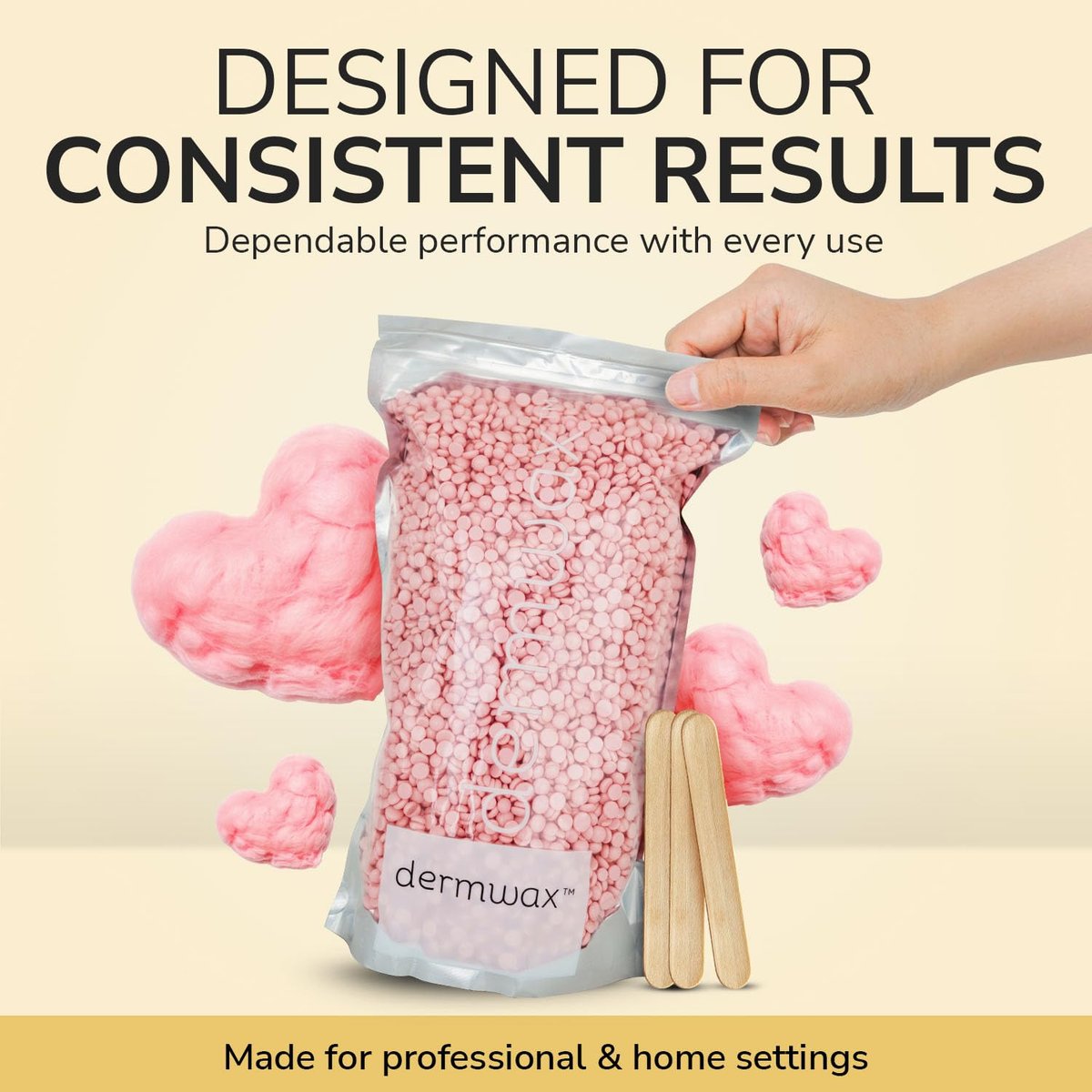 Dermwax Pink Chiffon Hard Wax Beads – Creamy Professional Hard Wax for Brazilian & Body Hair Removal, Quick Drying & Pliable, 32 oz Avelisse